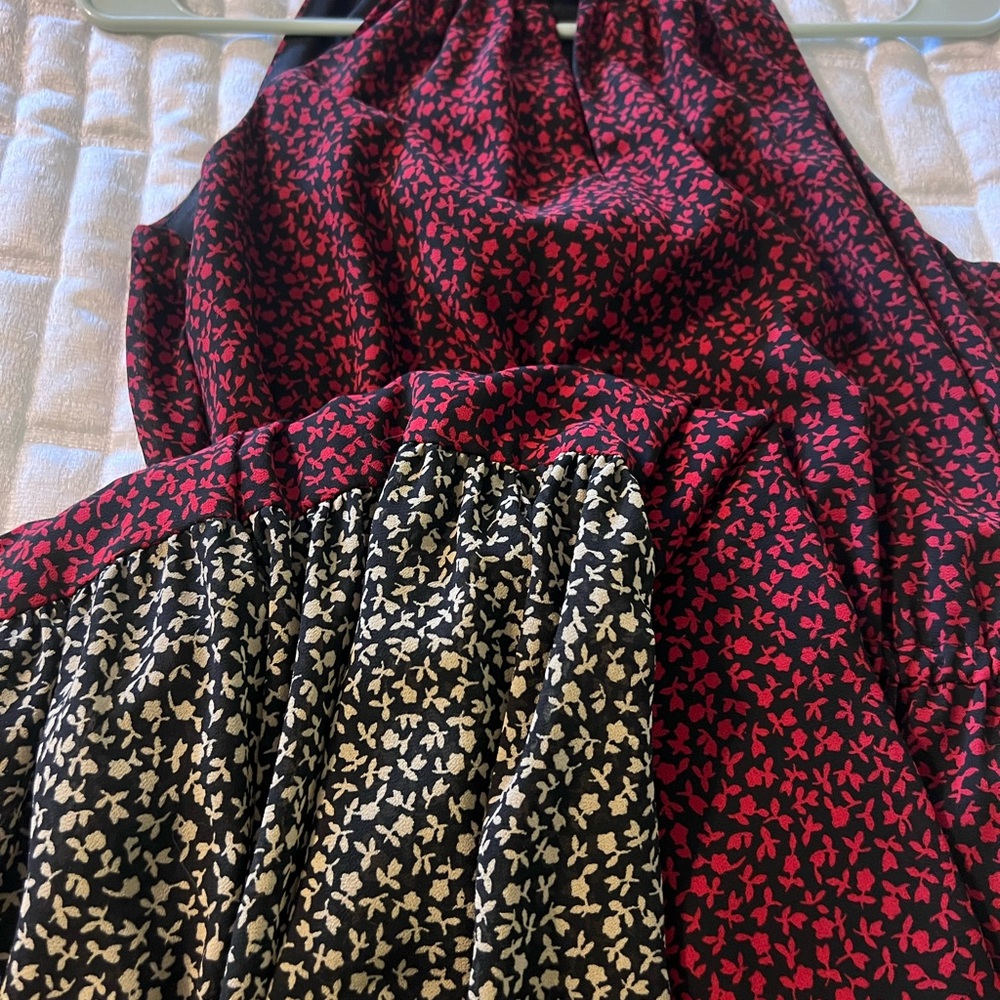 Michael Kors Red and Black Floral Maxi Dress